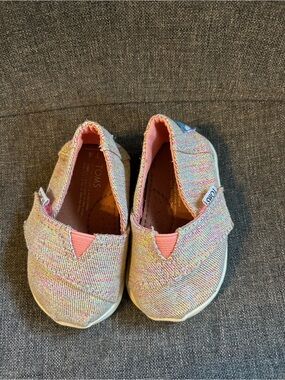 Toms Kids Multicolor Knit Slip-On Shoes with Pink Accents
